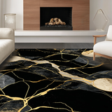 Ultra Soft Area Rug, Non Slip, Stain Resistant, Washable Area Rugs for Living Room, Bedroom, Striking Contemporary Tiled Design(Black)