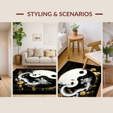 Ultra Soft Area Rug, Non Slip, Stain Resistant, Washable Area Rugs for Living Room, Bedroom, Elegant 3D Yin Yang Aesthetic(White)