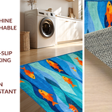 Ultra Soft Area Rug, Non Slip, Stain Resistant, Washable Area Rugs for Living Room, Bedroom, Colorful Marine Life Pattern(Orange)