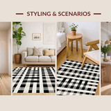 Ultra Soft Area Rug, Non Slip, Stain Resistant, Washable Area Rugs for Living Room, Bedroom, Modern Stripe Rug(Black)