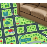 Ultra Soft Area Rug, Non Slip, Stain Resistant, Washable Area Rugs for Living Room, Bedroom, Interactive Cityscape Playmat Design(Black)