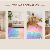Ultra Soft Area Rug, Non Slip, Stain Resistant, Washable Area Rugs for Living Room, Bedroom, Playful Pastel Cloud Motif(Pink)