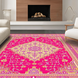 Ultra Soft Area Rug, Non Slip, Stain Resistant, Washable Area Rugs for Living Room, Bedroom, Chic Pink Geometric Composition(Pink)