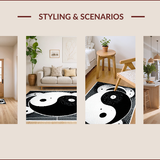 Ultra Soft Area Rug, Non Slip, Stain Resistant, Washable Area Rugs for Living Room, Bedroom, Black and White Minimalist Yoga Room Floor Rug(Black)
