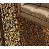 Ultra Soft Area Rug, Non Slip, Stain Resistant, Washable Area Rugs for Living Room, Bedroom, Chic Rustic Leopard Motif(Brown)