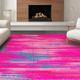 Ultra Soft Area Rug, Non Slip, Stain Resistant, Washable Area Rugs for Living Room, Bedroom, Bold Colorful Dynamic Brushstrokes(Pink)