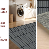 Ultra Soft Area Rug, Non Slip, Stain Resistant, Washable Area Rugs for Living Room, Bedroom, Sophisticated Monochrome Ogee Motif(Black)