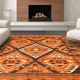 Ultra Soft Area Rug, Non Slip, Stain Resistant, Washable Area Rugs for Living Room, Bedroom, Lively Orange Trellis Design(Orange)
