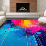 Ultra Soft Area Rug, Non Slip, Stain Resistant, Washable Area Rugs for Living Room, Bedroom, Bold Rainbow Abstract Expression(Blue)