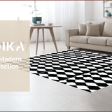 Ultra Soft Area Rug, Non Slip, Stain Resistant, Washable Area Rugs for Living Room, Bedroom, Modern Black Geometric Hallway Runner Non-Skid(Black)
