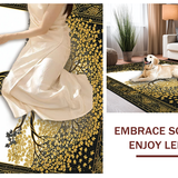 Ultra Soft Area Rug, Non Slip, Stain Resistant, Washable Area Rugs for Living Room, Bedroom, Contemporary Tree Silhouette Style(Gold)