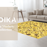 Ultra Soft Area Rug, Non Slip, Stain Resistant, Washable Area Rugs for Living Room, Bedroom, Trendy Minimalist Floral Display(Yellow)