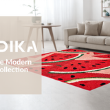 Ultra Soft Area Rug, Non Slip, Stain Resistant, Washable Area Rugs for Living Room, Bedroom, Vibrant Tropical Fruit Illustration(Red)