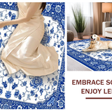 Ultra Soft Area Rug, Non Slip, Stain Resistant, Washable Area Rugs for Living Room, Bedroom, Elegant Blue Porcelain Floral Motif(Blue)