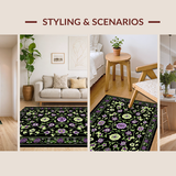 Ultra Soft Area Rug, Non Slip, Stain Resistant, Washable Area Rugs for Living Room, Bedroom, Charming Black Floral Elegance(Black)