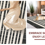 Ultra Soft Area Rug, Non Slip, Stain Resistant, Washable Area Rugs for Living Room, Bedroom, Stylish Black And White Stripe Rug: Absorbent Doorway Rug(Black)
