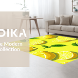 Ultra Soft Area Rug, Non Slip, Stain Resistant, Washable Area Rugs for Living Room, Bedroom, Bright Lemon Design for Cheerful Decor(Yellow)