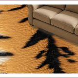 Ultra Soft Area Rug, Non Slip, Stain Resistant, Washable Area Rugs for Living Room, Bedroom, Tiger Print Faux Fur Living Room Accent Rug(Beige)