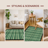 Ultra Soft Area Rug, Non Slip, Stain Resistant, Washable Area Rugs for Living Room, Bedroom, Stylish Neutral Plaid Motif(Green)