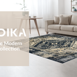 Ultra Soft Area Rug, Non Slip, Stain Resistant, Washable Area Rugs for Living Room, Bedroom, Rustic Vintage Tumbled Texture(Black)