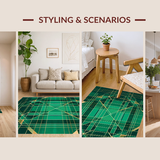 Ultra Soft Area Rug, Non Slip, Stain Resistant, Washable Area Rugs for Living Room, Bedroom, Striking Emerald Abstract Composition(Green)