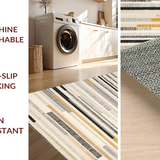 Ultra Soft Area Rug, Non Slip, Stain Resistant, Washable Area Rugs for Living Room, Bedroom, Monochrome Stripe Woven Rug, Modern Patio Carpet Door Mat Decor(Gray)