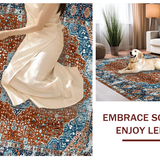 Ultra Soft Area Rug, Non Slip, Stain Resistant, Washable Area Rugs for Living Room, Bedroom, Cozy Antique Tiled Motif(Brown)