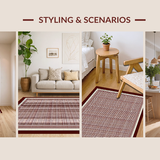 Ultra Soft Area Rug, Non Slip, Stain Resistant, Washable Area Rugs for Living Room, Bedroom, Sophisticated Gray and Brown Tiled Motif(Brown)