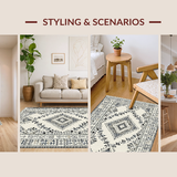Ultra Soft Area Rug, Non Slip, Stain Resistant, Washable Area Rugs for Living Room, Bedroom, Trendy Earthy Toned Geometric Style(Gray)