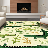 Ultra Soft Area Rug, Non Slip, Stain Resistant, Washable Area Rugs for Living Room, Bedroom, Vibrant Animal Print Decorative Accent(Green)