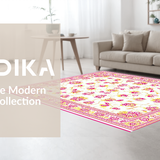 Ultra Soft Area Rug, Non Slip, Stain Resistant, Washable Area Rugs for Living Room, Bedroom, Artistic Modern Floral Arrangement(White)