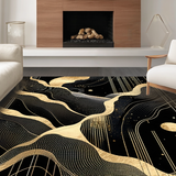 Elegant Black Gold Geometric Waves(Black)