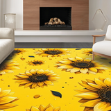 Ultra Soft Area Rug, Non Slip, Stain Resistant, Washable Area Rugs for Living Room, Bedroom, Sunny Springtime Floral Composition(Yellow)