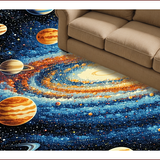 Ultra Soft Area Rug, Non Slip, Stain Resistant, Washable Area Rugs for Living Room, Bedroom, Educational Solar System Playmat Rug(Blue) - ODIKA