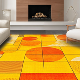 Ultra Soft Area Rug, Non Slip, Stain Resistant, Washable Area Rugs for Living Room, Bedroom, Lively Retro Symmetrical Design(Yellow)