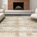 Ultra Soft Area Rug, Non Slip, Stain Resistant, Washable Area Rugs for Living Room, Bedroom, Minimalist Beige Striped Composition(Beige)