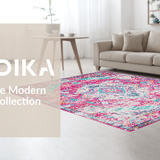 Ultra Soft Area Rug, Non Slip, Stain Resistant, Washable Area Rugs for Living Room, Bedroom, Eclectic Pink Geometric Charm(Pink)
