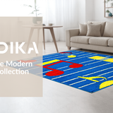 Ultra Soft Area Rug, Non Slip, Stain Resistant, Washable Area Rugs for Living Room, Bedroom, Dynamic Primary Soundscape Aesthetic(Blue)