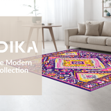 Ultra Soft Area Rug, Non Slip, Stain Resistant, Washable Area Rugs for Living Room, Bedroom, Sophisticated Tiled Design Elements(Purple)