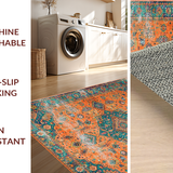 Ultra Soft Area Rug, Non Slip, Stain Resistant, Washable Area Rugs for Living Room, Bedroom, Vibrant Orange Distressed Elegance(Orange)