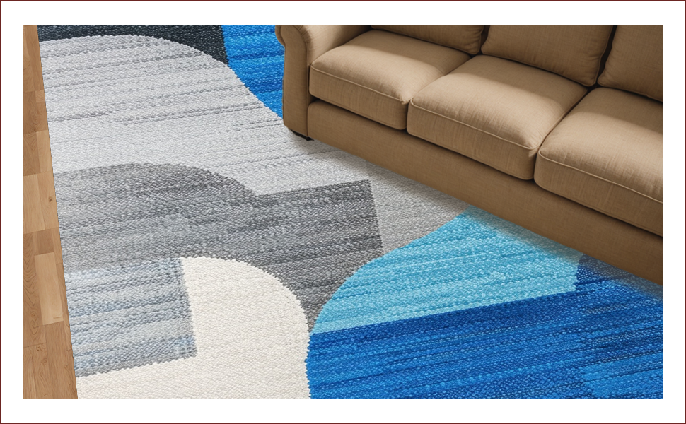 Ultra Soft Area Rug, Non Slip, Stain Resistant, Washable Area Rugs for Living Room, Bedroom, Modern Abstract Grey Blue Living Room Rug(Blue) - ODIKA