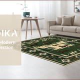 Ultra Soft Area Rug, Non Slip, Stain Resistant, Washable Area Rugs for Living Room, Bedroom, Rustic Earthy Wildlife Motifs(Green)