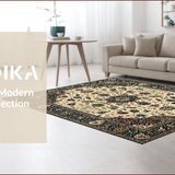 Ultra Soft Area Rug, Non Slip, Stain Resistant, Washable Area Rugs for Living Room, Bedroom, Rustic Earthy Tones Medallion Motif(Beige)
