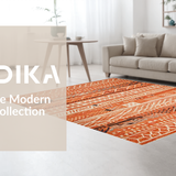 Ultra Soft Area Rug, Non Slip, Stain Resistant, Washable Area Rugs for Living Room, Bedroom, Trendy Ogee Pattern in Rust Hues(Orange)