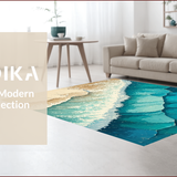 Ultra Soft Area Rug, Non Slip, Stain Resistant, Washable Area Rugs for Living Room, Bedroom, Coastal Waves Multi-Tone Living Room Rug(Blue)