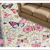 Ultra Soft Area Rug, Non Slip, Stain Resistant, Washable Area Rugs for Living Room, Bedroom, Elegant Butterfly Floral Arrangement(Beige)