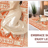 Ultra Soft Area Rug, Non Slip, Stain Resistant, Washable Area Rugs for Living Room, Bedroom, Hand-Woven Artisanal Bedroom Meditation Space Carpet(Orange)