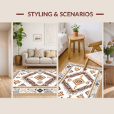 Ultra Soft Area Rug, Non Slip, Stain Resistant, Washable Area Rugs for Living Room, Bedroom, Chic Modern Ethnic Pattern(White)