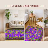 Ultra Soft Area Rug, Non Slip, Stain Resistant, Washable Area Rugs for Living Room, Bedroom, Lively Traditional Carnival Aesthetic(Purple)