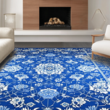 Ultra Soft Area Rug, Non Slip, Stain Resistant, Washable Area Rugs for Living Room, Bedroom, Serene Asian Elegance with Detailed Print(Blue)